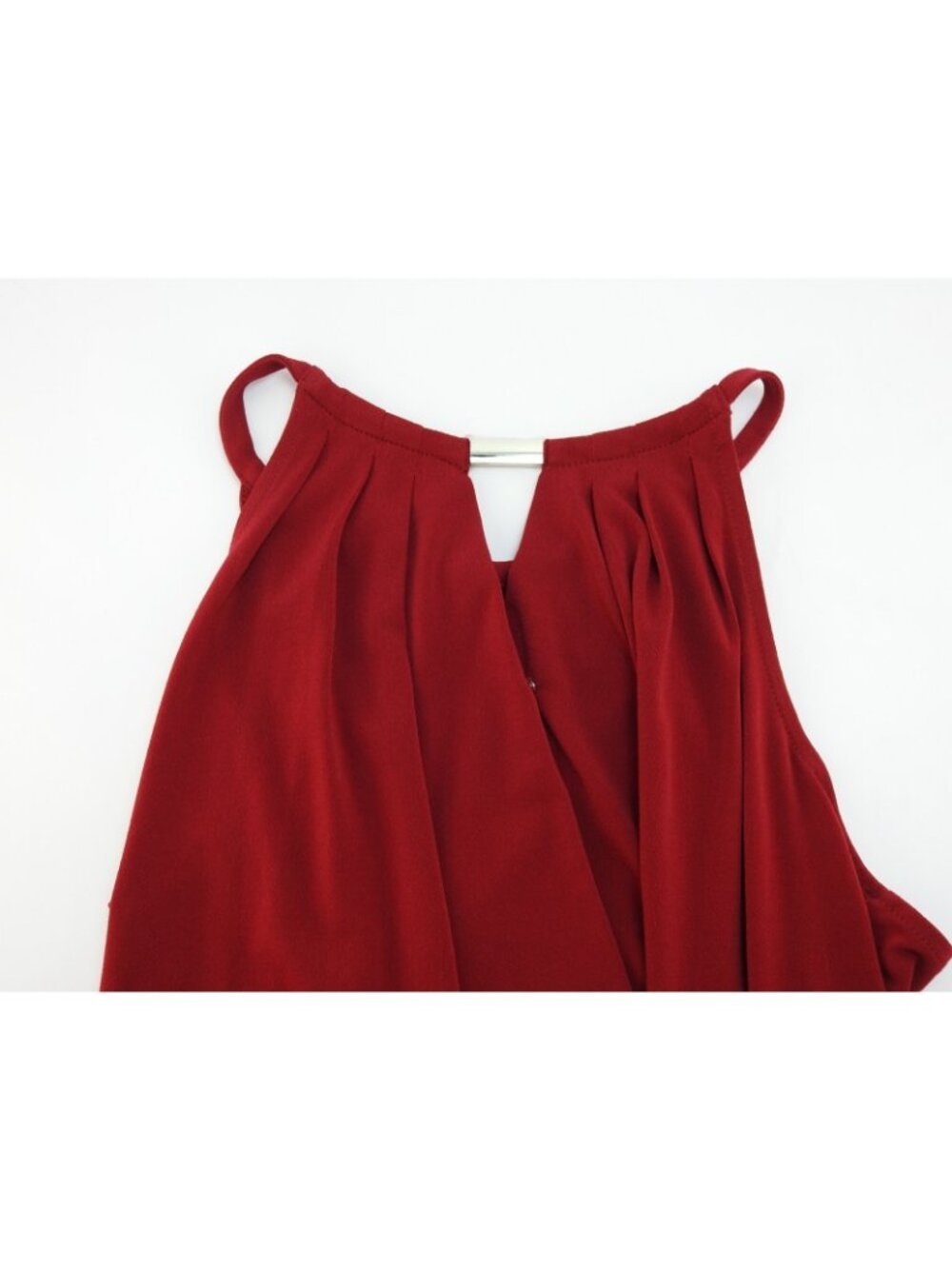 White House Black Market Red Sleeveless Blouson Keyhole Top Medium Stretch - Picture 8 of 13